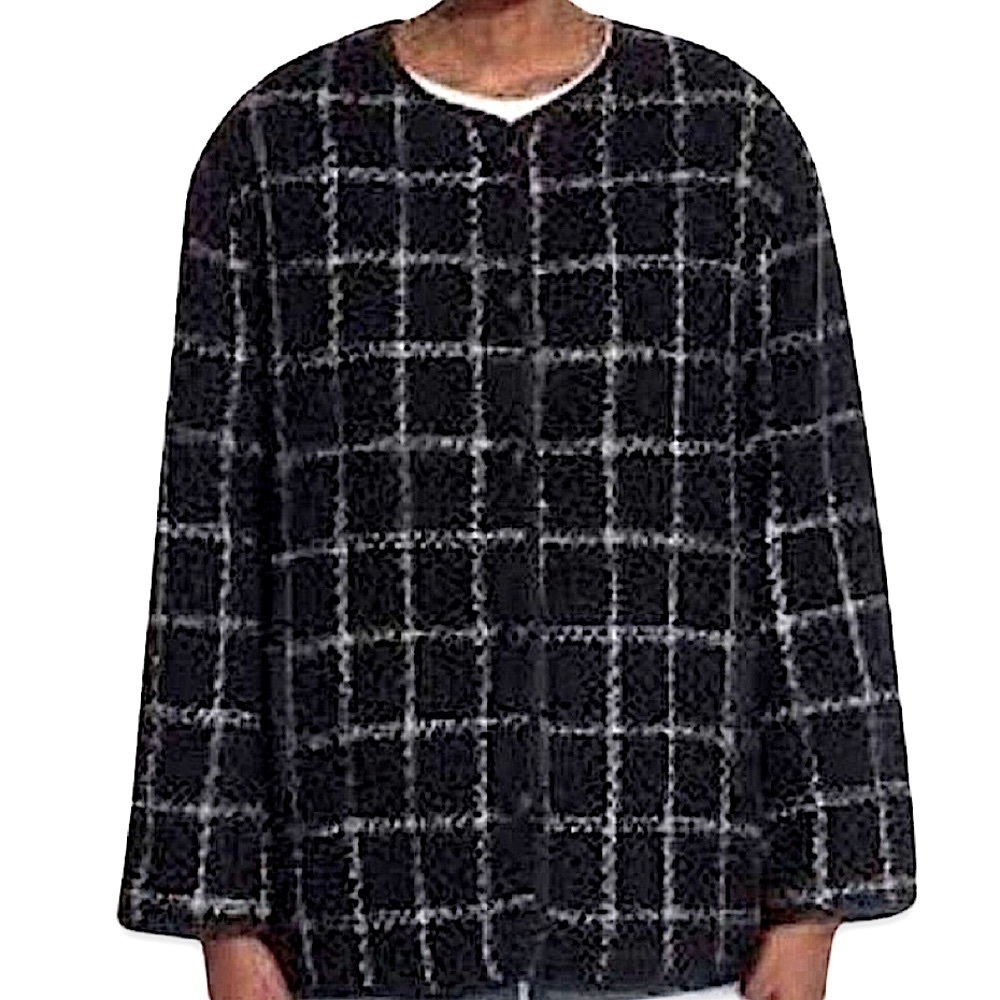 Tahari Women’s Long Sleeve Button Up Plaid Tweed Black & White Blazer Size Small